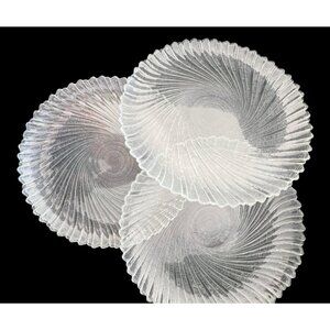 Set of 3 ARCOROC Dinner Plates 10” SEABREEZE Swirl Clear Glass France Tabletop